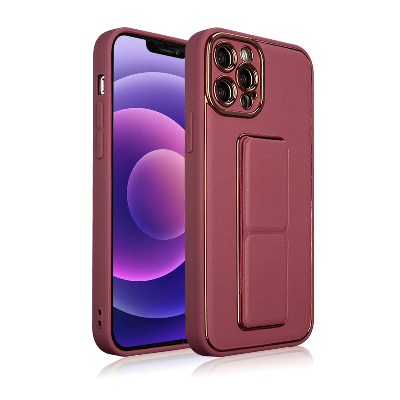 Ylellinen kickstand-kuori Apple iPhone 12 Pro:lle - punainen